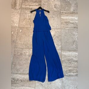 Vince Camuto Size 0 Chiffon Vibrant Blue Wide Leg Formal Jumpsuit